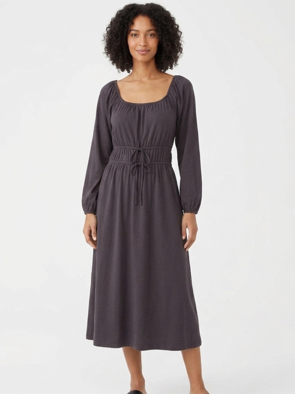 Anthropologie south filly Goods  grey midi corseted dress long sleeve large NWT